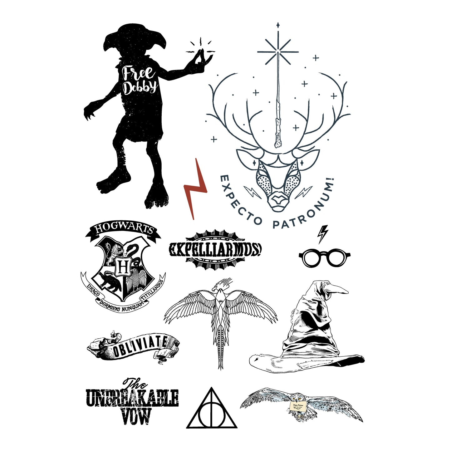 Harry Potter Temporary Tattoos (35 Tattoos)
