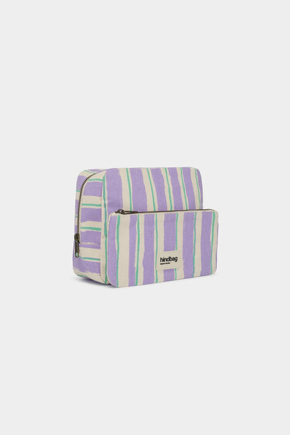 Trousse de toilette XL Alix Rayures Vert et Parme
