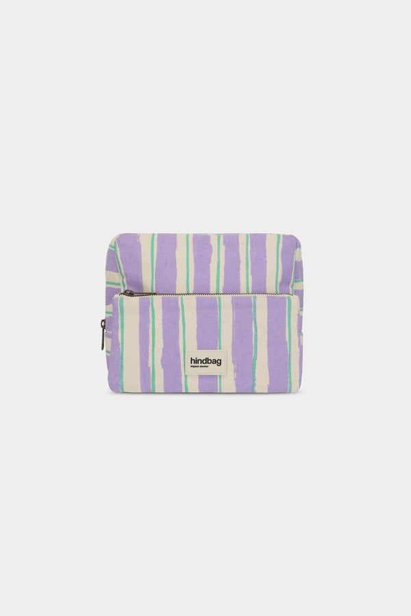 Trousse de toilette XL Alix Rayures Vert et Parme