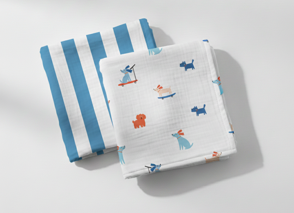 <tc>Muslin Squares, pack of 2, WOOF GANG</tc>