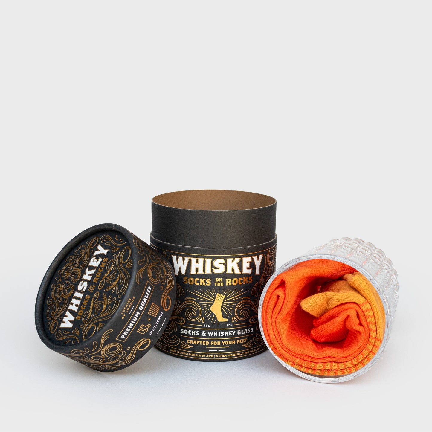 "Whiskey Socks On The Rocks" Gift Set - Glass + Socks