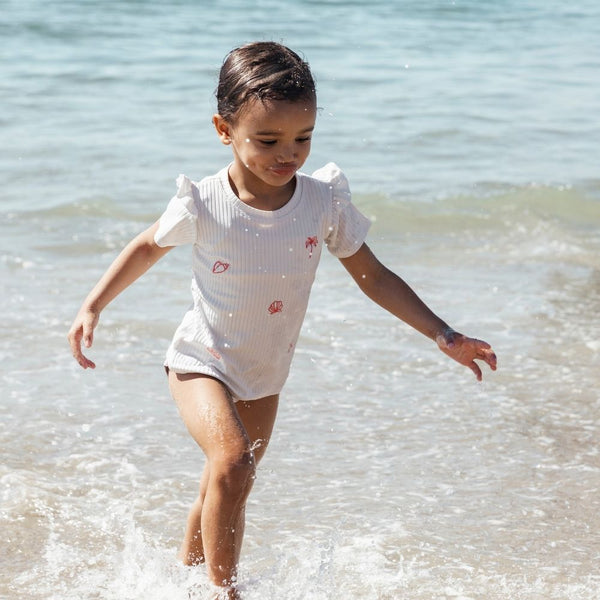 Swimming T-Shirt Short Sleeves - White - White Pearl