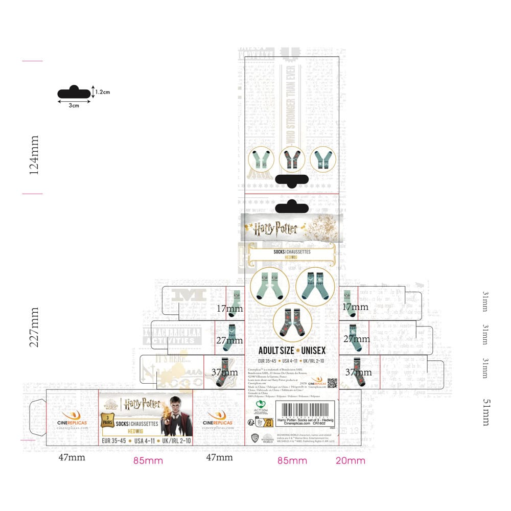 Harry Potter pack 3 paires de chaussettes - Hedwige