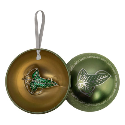 Lord of the Rings Christmas Bauble with Lórien Leaf Brooch