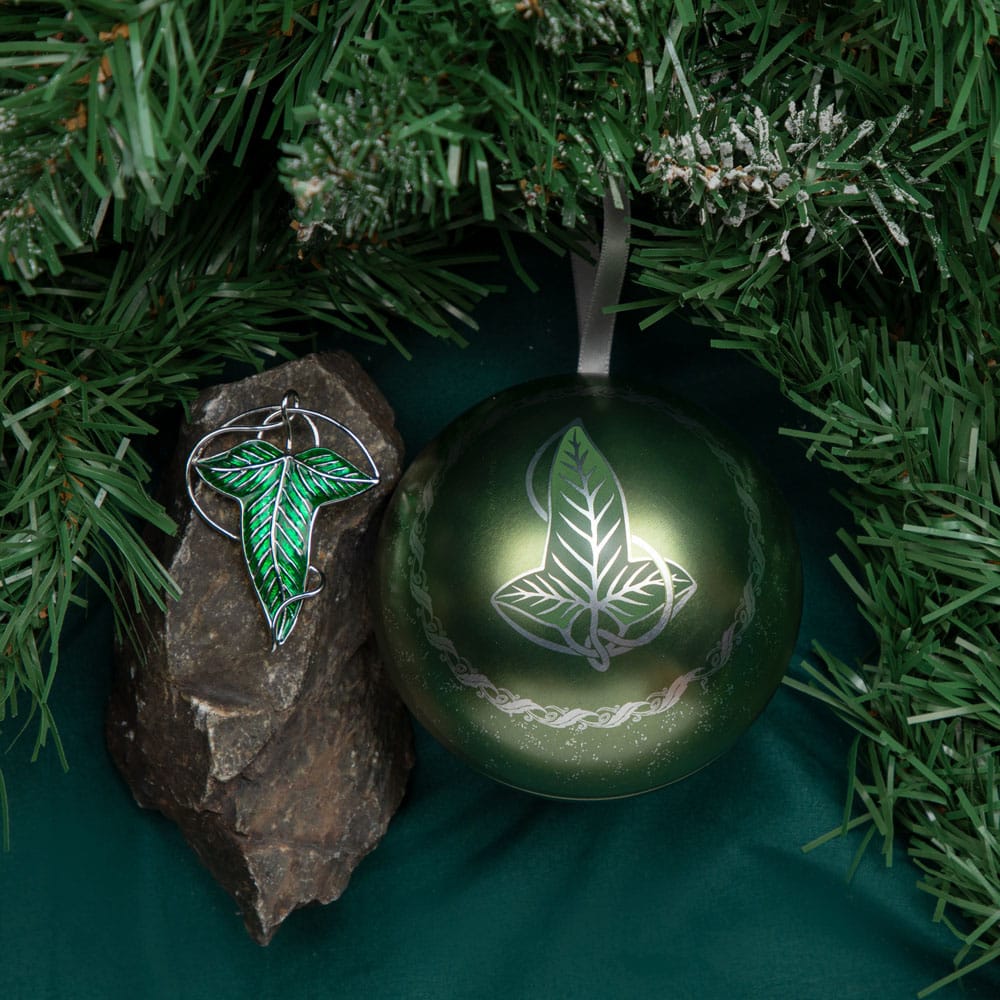 Lord of the Rings Christmas Bauble with Lórien Leaf Brooch