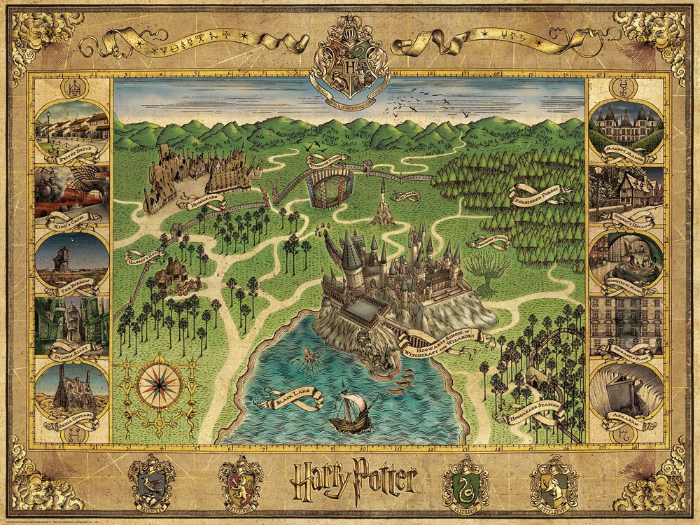 Harry Potter-puzzel - Plattegrond van Zweinstein 