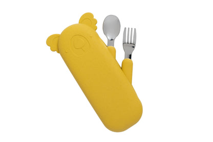 Zoe the Koala Cutlery with Silicone Case Mustard
