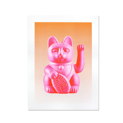 Artprint Chat Chanceux Rose