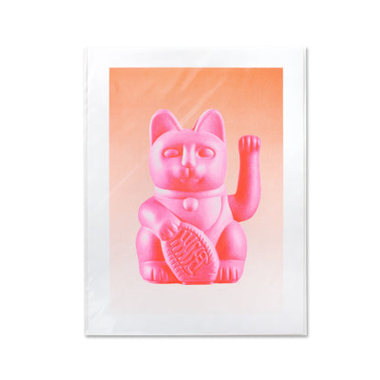 Artprint Chat Chanceux Rose