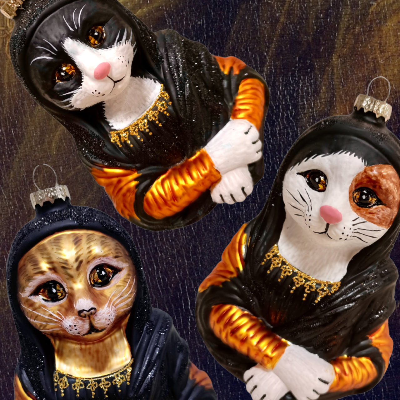 Boule de Noël Mona Lisa Chat Tabby