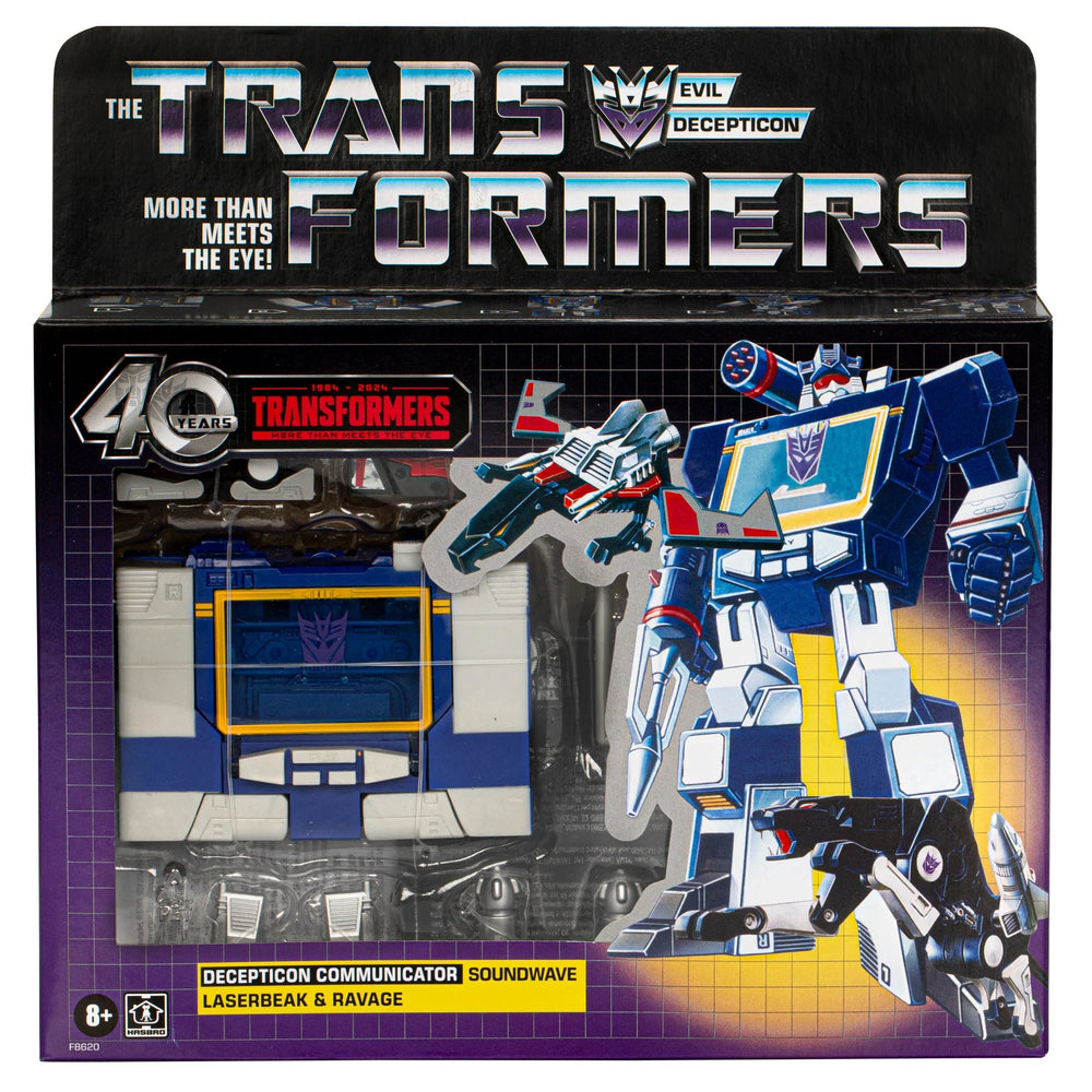 Transformers Retro G1 Soundwave, Laserbeak et Ravage (40e Anniversaire)