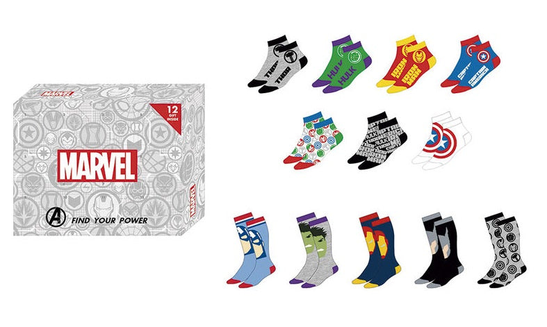 AVENGERS - Gift Box Calendrier - 12 Paires de Chaussettes (T 41-46)