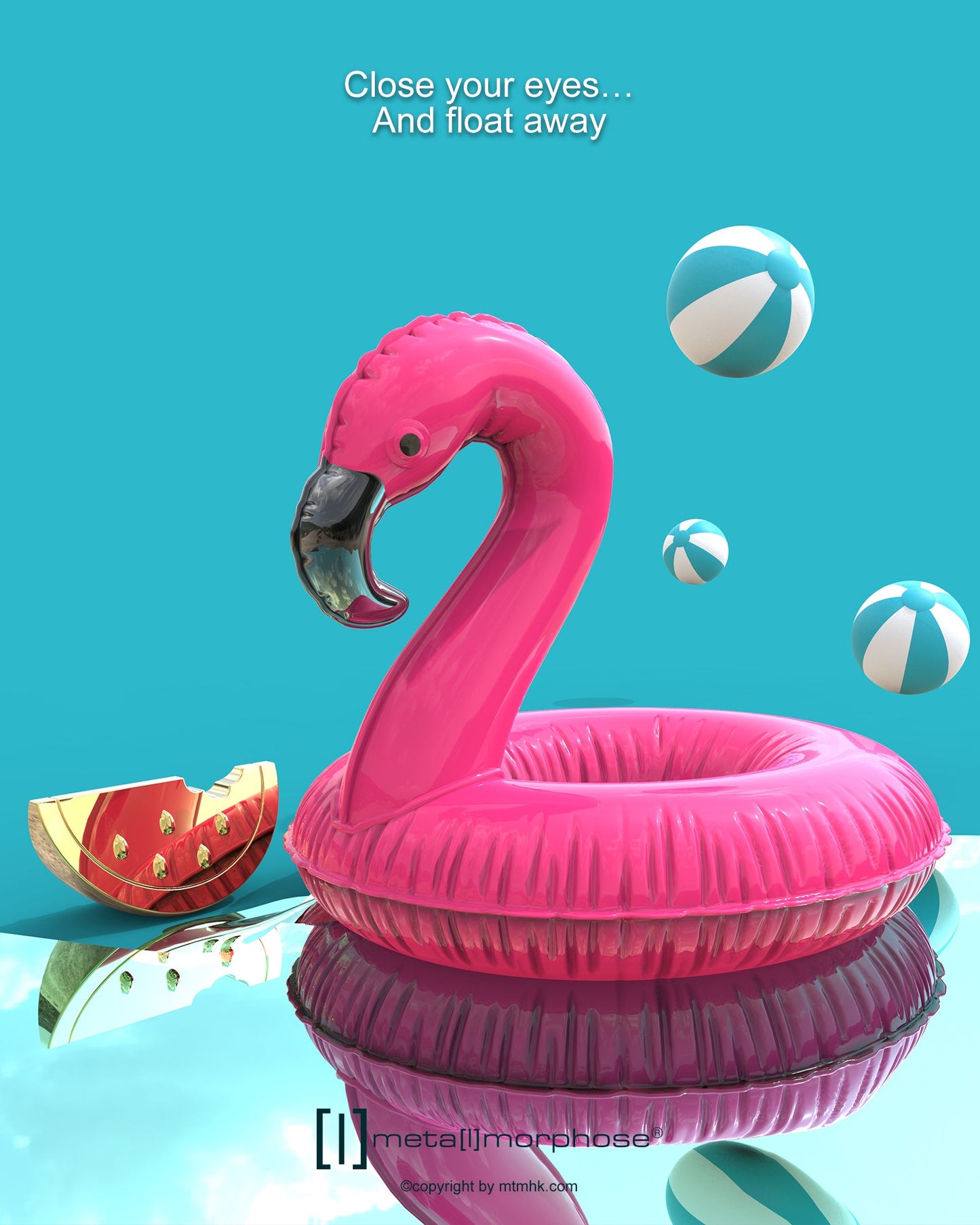 Pink Flamingo Buoy key ring