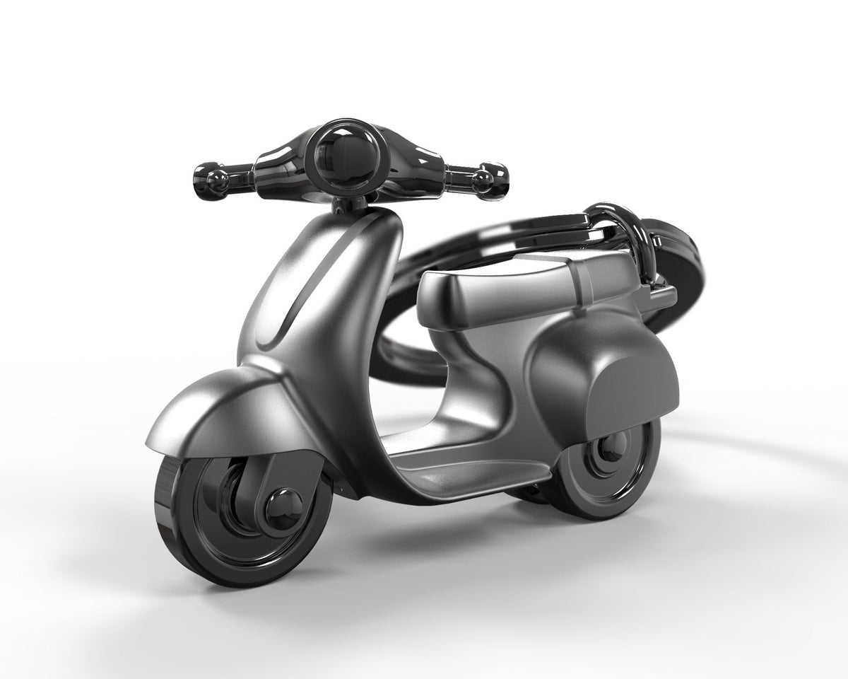 Gray retro scooter key door