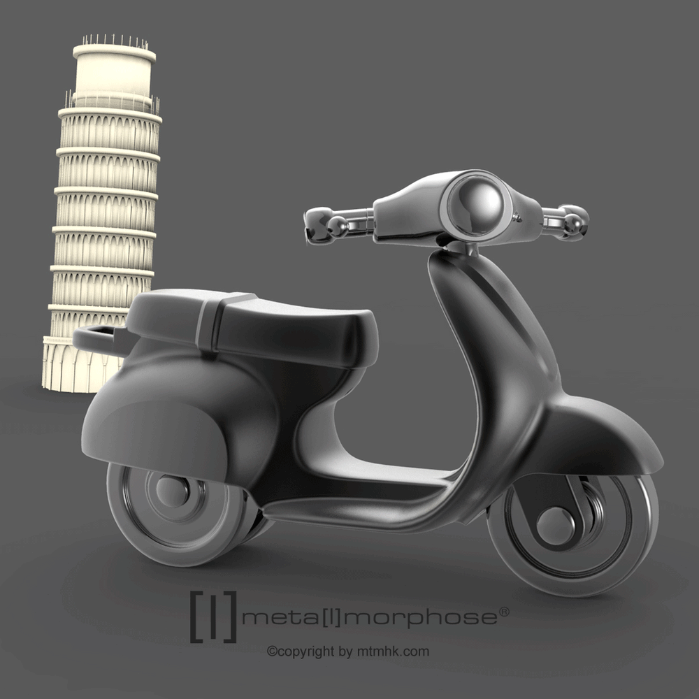 Keyring Grey Retro Scooter