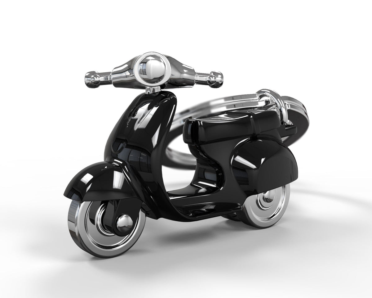 Black retro scooter key door