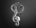 Keyring Black Music Note