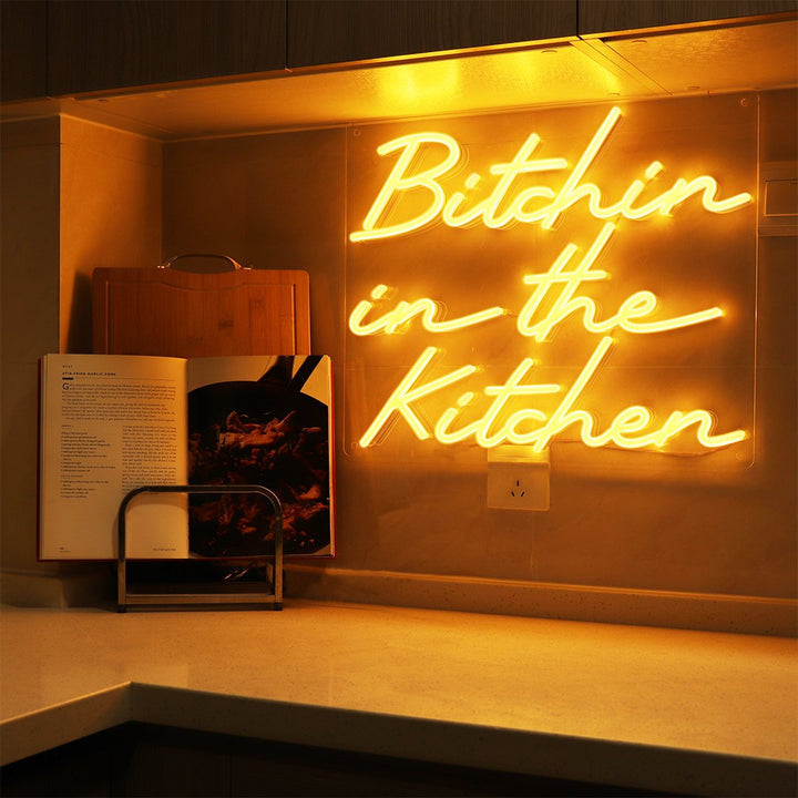 Bitchin wall neon in the kitchen