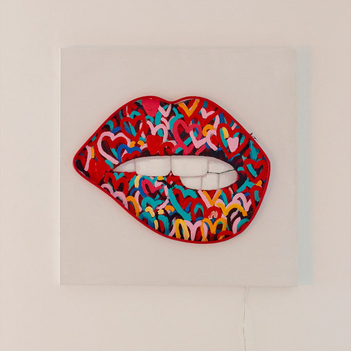 Mouth neon wall painting