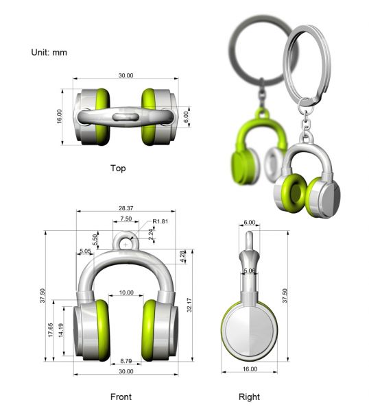 Porte clés Casque Vert