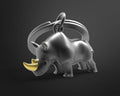 Sleutelhanger Neushoorn Zwart