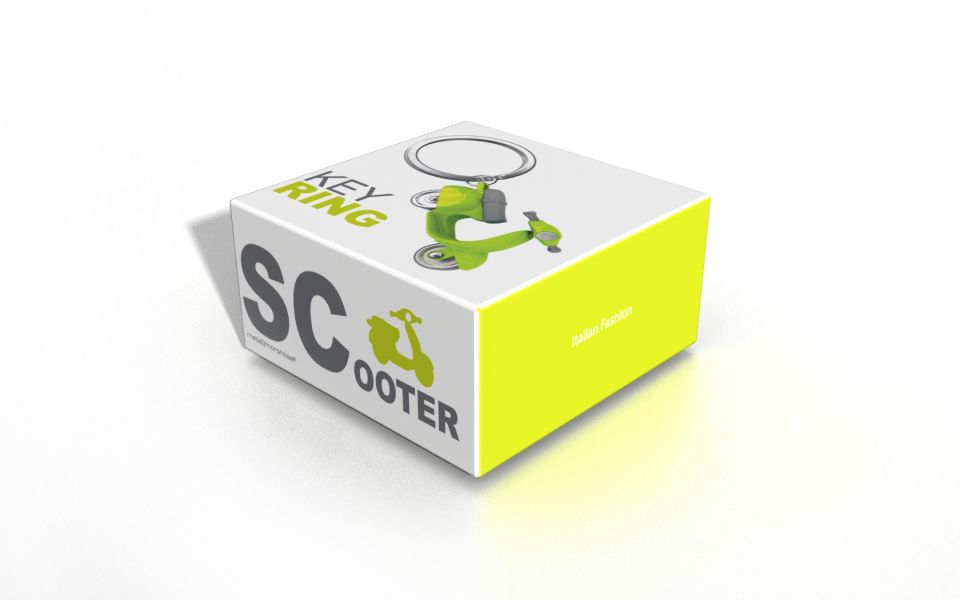 Green retro scooter key door