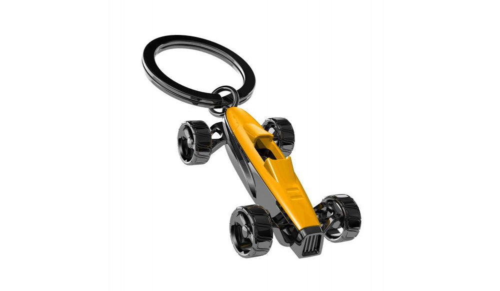Keyring Retro Race Car Jaune