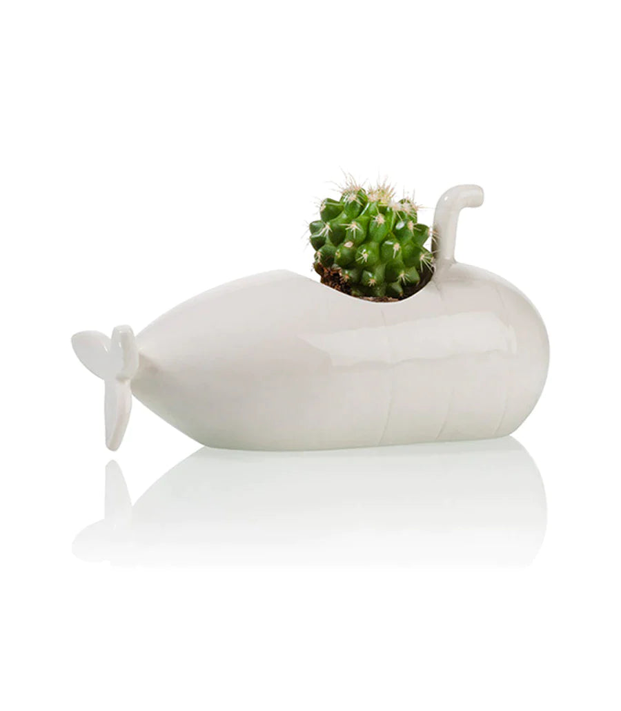 White submarine flower pot