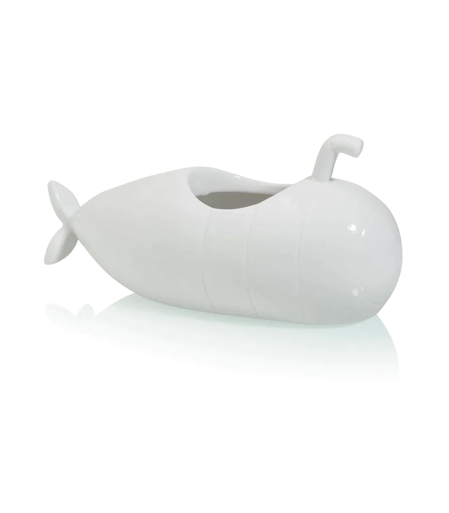 White Submarine Planter – Medium
